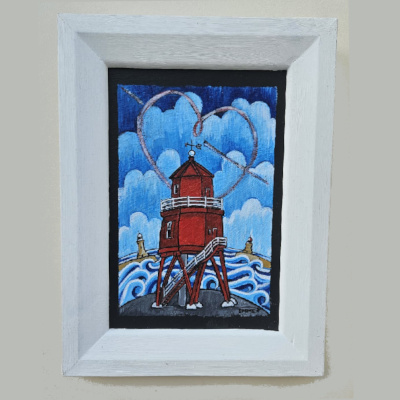 Red Arrows with the Herd Groyne lighthouse