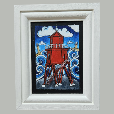 Herd Groyne lighthouse Framed