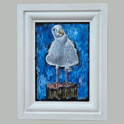 Seagull on Post Framed